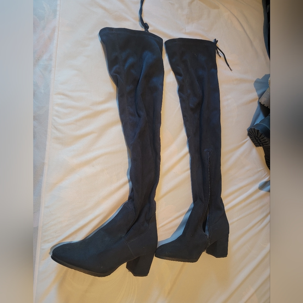 Navy Blue Thigh High Boots